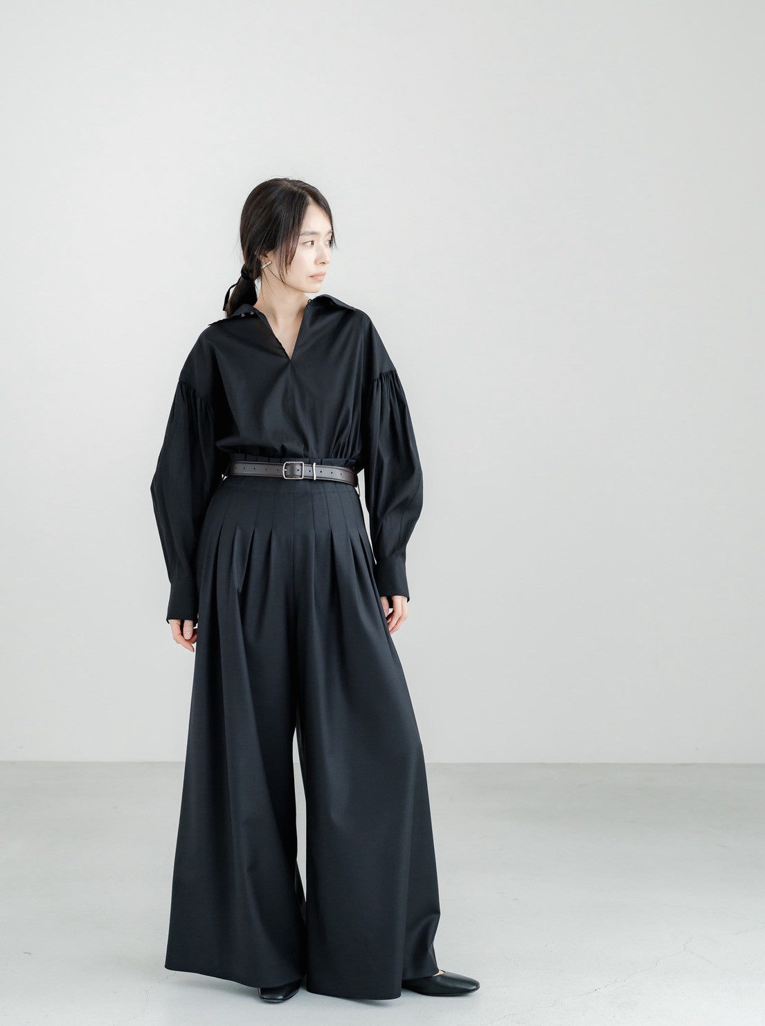【ORDER】Dwight / sheer high neck dual blouse