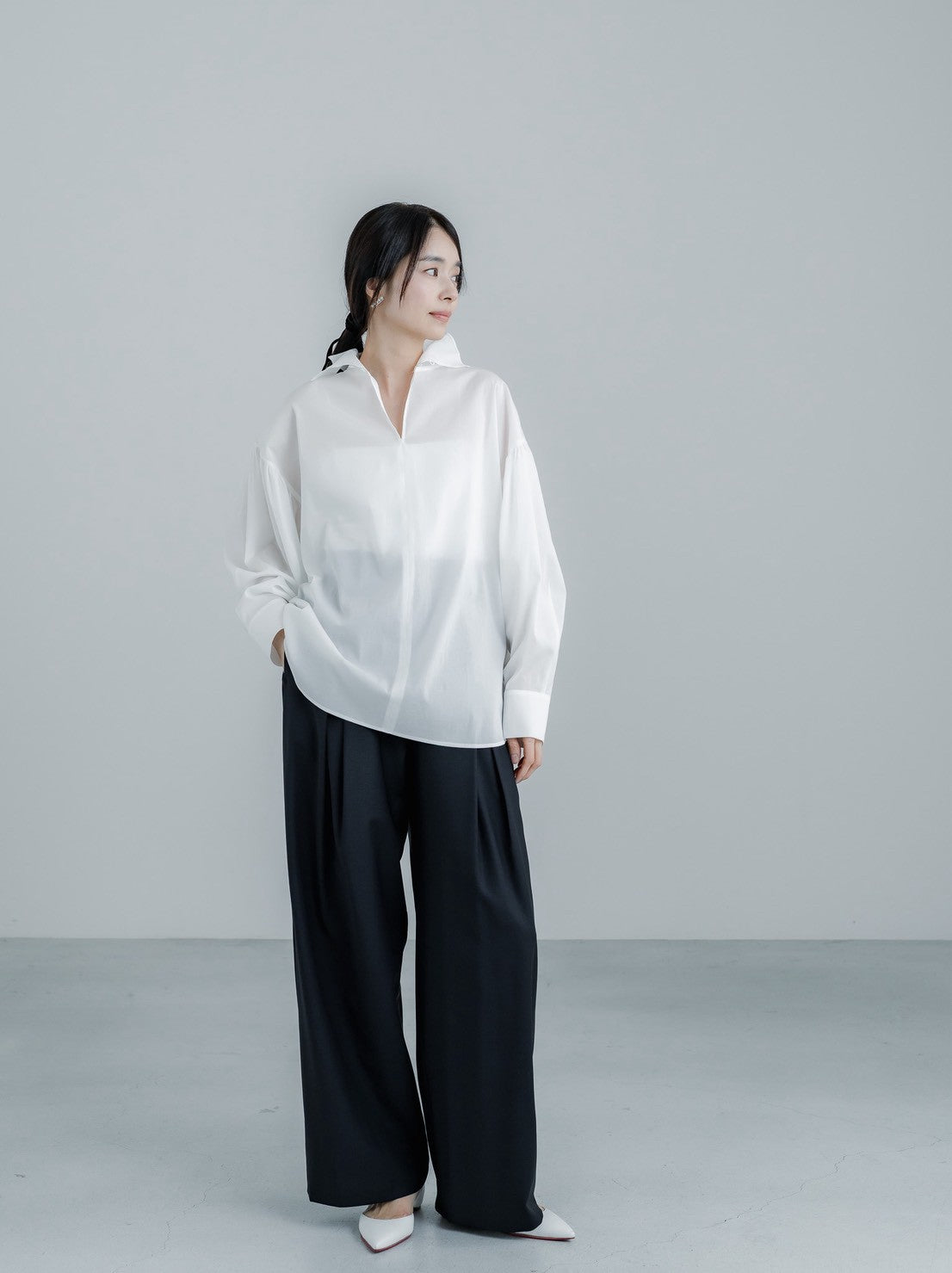 【ORDER】Dwight / sheer high neck dual blouse