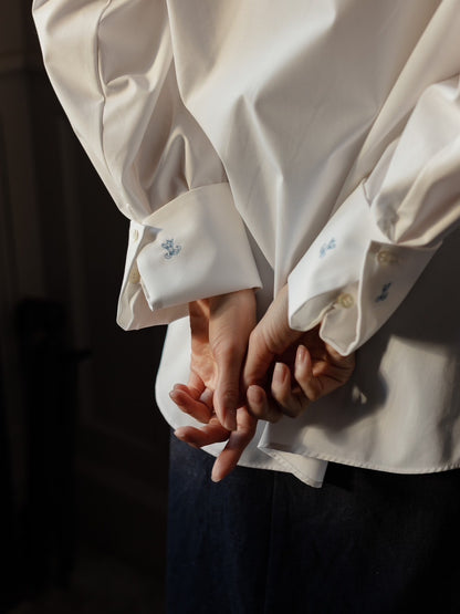 【予約販売】Valentina / blooming embroidery blouse (NAVY×NAVY / WHITE×SMORKY BLUE)