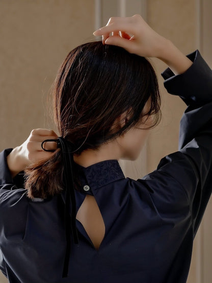【予約販売】Valentina / blooming embroidery blouse (NAVY×NAVY / WHITE×SMORKY BLUE)