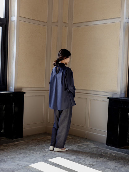 【予約販売】Valentina / blooming embroidery blouse (NAVY×NAVY / WHITE×SMORKY BLUE)
