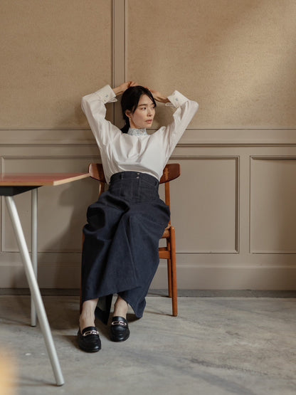 Valentina / blooming embroidery blouse (NAVY×NAVY / WHITE×SMORKY BLUE)