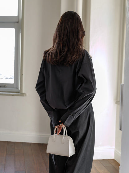 Natalie/bottle neck drape blouse