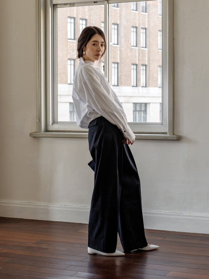 Natalie/bottle neck drape blouse