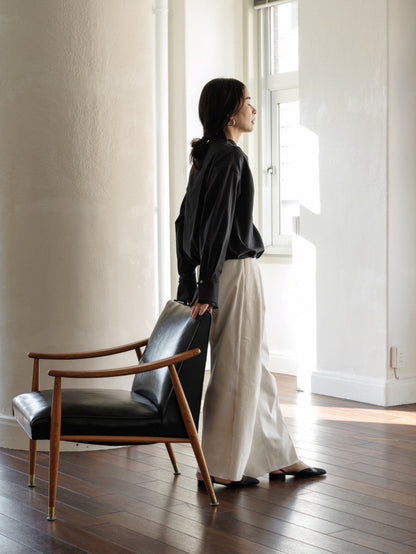 Natalie/bottle neck drape blouse