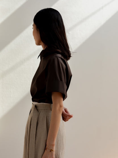 Bridget / half sleeve blouse(sugar/sesame/chocolate)
