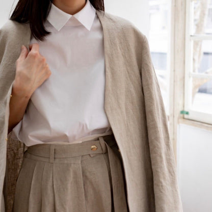 Bridget / half sleeve blouse(sugar/sesame/chocolate)