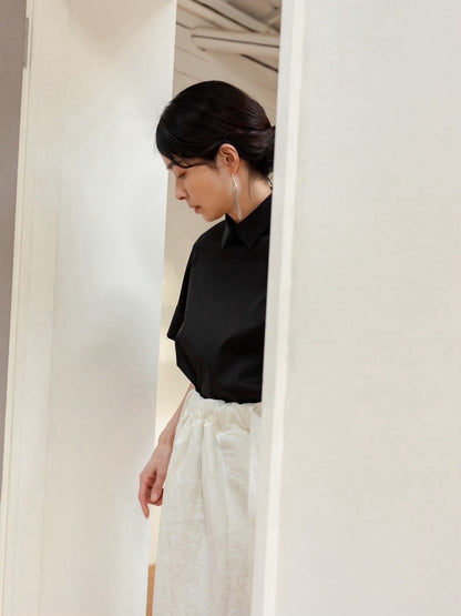 Bridget / half sleeve blouse(sugar/sesame/chocolate)