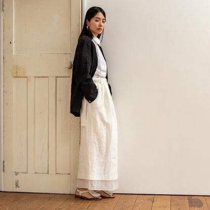 Nina / squeeze linen skirt (sand/carbon/cloud)