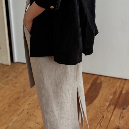 Nina / squeeze linen skirt (sand/carbon/cloud)