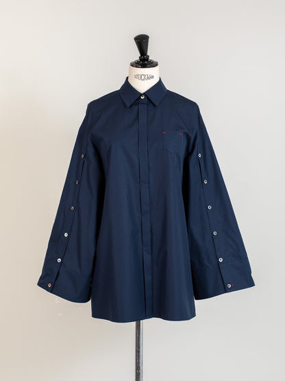 Mia / deres thomas mason 6way sleeve shirt  (STRIPE/ INDIGO / CLEAR BLUE)