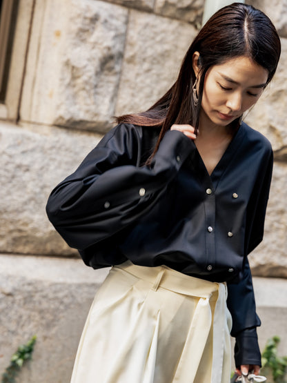 【予約販売】Yvette /secret heart shirt  jacket-Black
