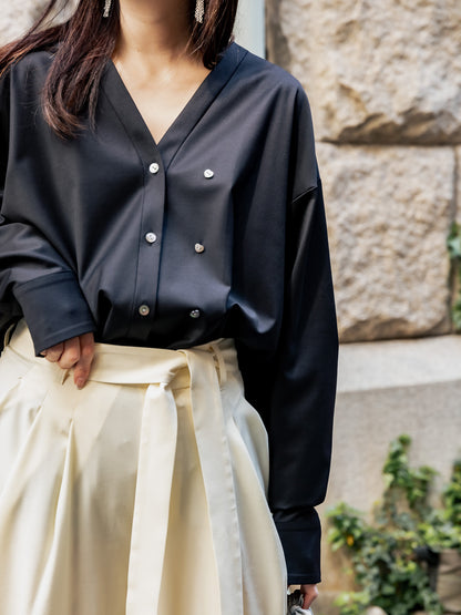 【予約販売】Yvette /secret heart shirt  jacket-Black