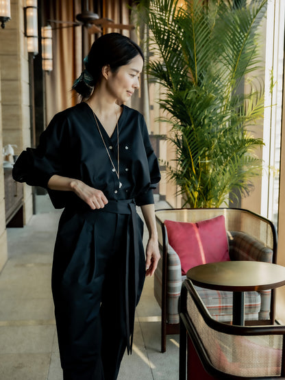 【予約販売】Yvette /secret heart shirt  jacket-Black