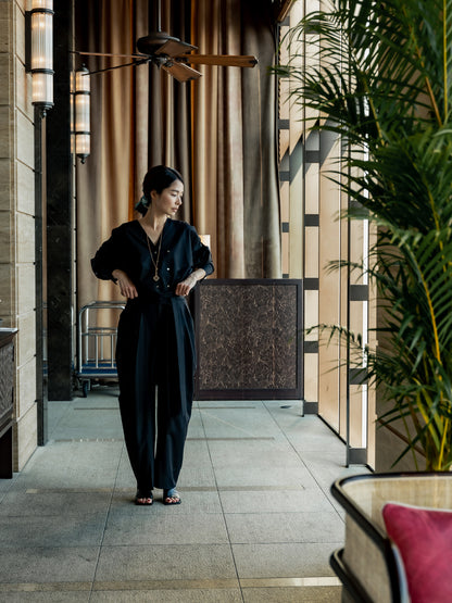 【予約販売】Sophia /drape pants-Black