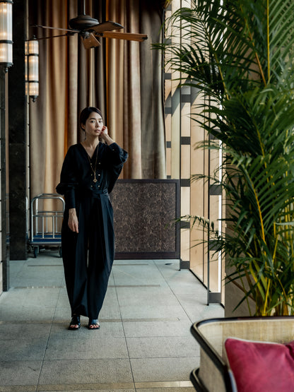 【予約販売】Sophia /drape pants-Black