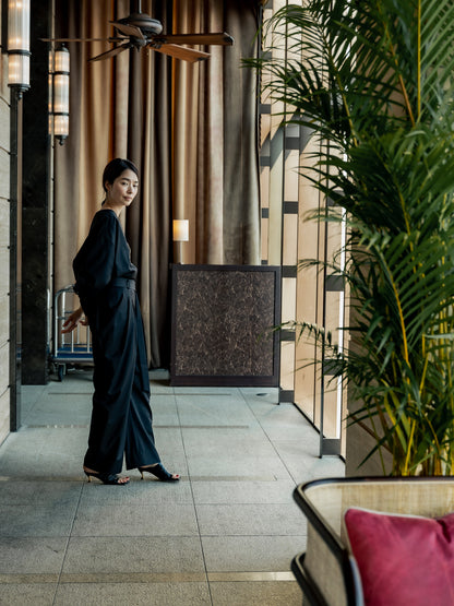 【予約販売】Sophia /drape pants-Black